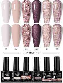 VOKY 6pcs/SET Gel Nail Polish Set - Ideal For Home Use And Toenails,Ideal For Nail Salons And Seasonal Designs - Multicolor - View 2