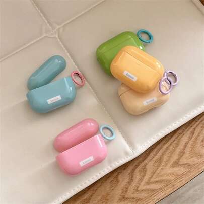 极简纯色五色撞色挂环耳机保护套，兼容 Pro 3、新款 Pro 2、可爱 Apple 4 极简 3，女士个性化半耳机保护套