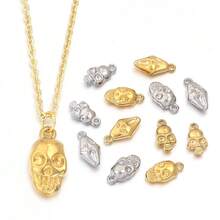 5个/包 不锈钢万圣节骷髅吊坠，趣味时尚项链手链耳环DIY饰品配件，万圣节氛围饰品吊坠 - 骷髏吊墜 - 查看 3