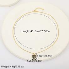 1pc 18K Gold Plated Copper Heart Shaped Pendant Necklace, Luxury Minimalist Jewelry Gift For Women - Gold - View 6