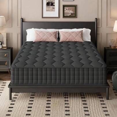  Lalulu Colchón Matrimonial - Negro | Estilo Elegante | Soporte Ergonómico y Antihumedad