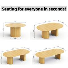 45"-105"|Table Only|Transformer Table - MDF Wood Extendable Round Dining Table, Expandable Dining Table, Elegant And Functional Design, Perfect For Dining Room,Natural - Natural - View 5