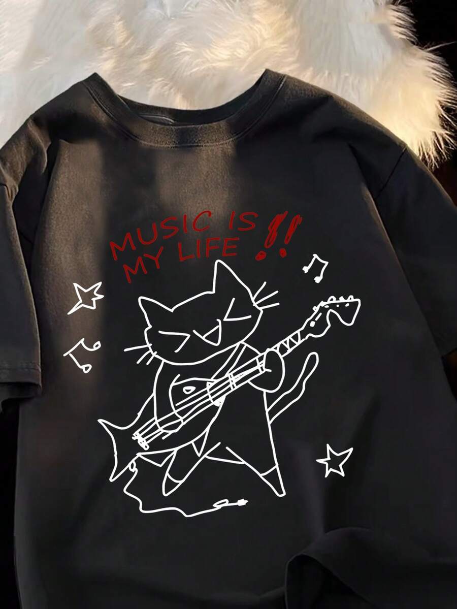 Camiseta de manga corta para hombre, top de algodón puro de peso pesado para verano, nueva llegada de marca de ropa urbana, estilo , camiseta de moda urbana americana. - Negro - Ver 1