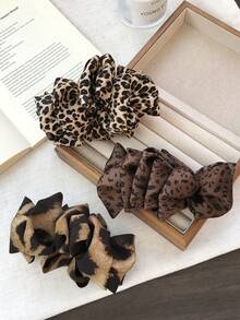1/3pcs Classic Retro Leopard Print Scrunchie Hair Claw Clips, Women Fashion Casual Ponytail Banana Hair Clips, Suitable For Various Occasions - Multicolor - View 12