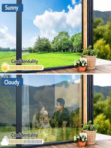 Window Film Privacy One Way Window Film With Tools Daytime Anti Glare Sun Blocker Heat Reflective UV Protection Mirror Window Tint Film Self Adhesive For Home Office - Silver - View 8