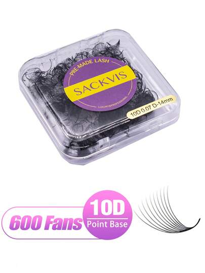 SACKVIS 600Fans Loose Fan Lashes Extension 0.07mm Pointy Base 10D Volume Premade Fans Eyelash Extensionlash Clusters Eyelash Clusters Individual Eyelashes,Lashes,Fake Lashes Pre Fanned Knot Free
