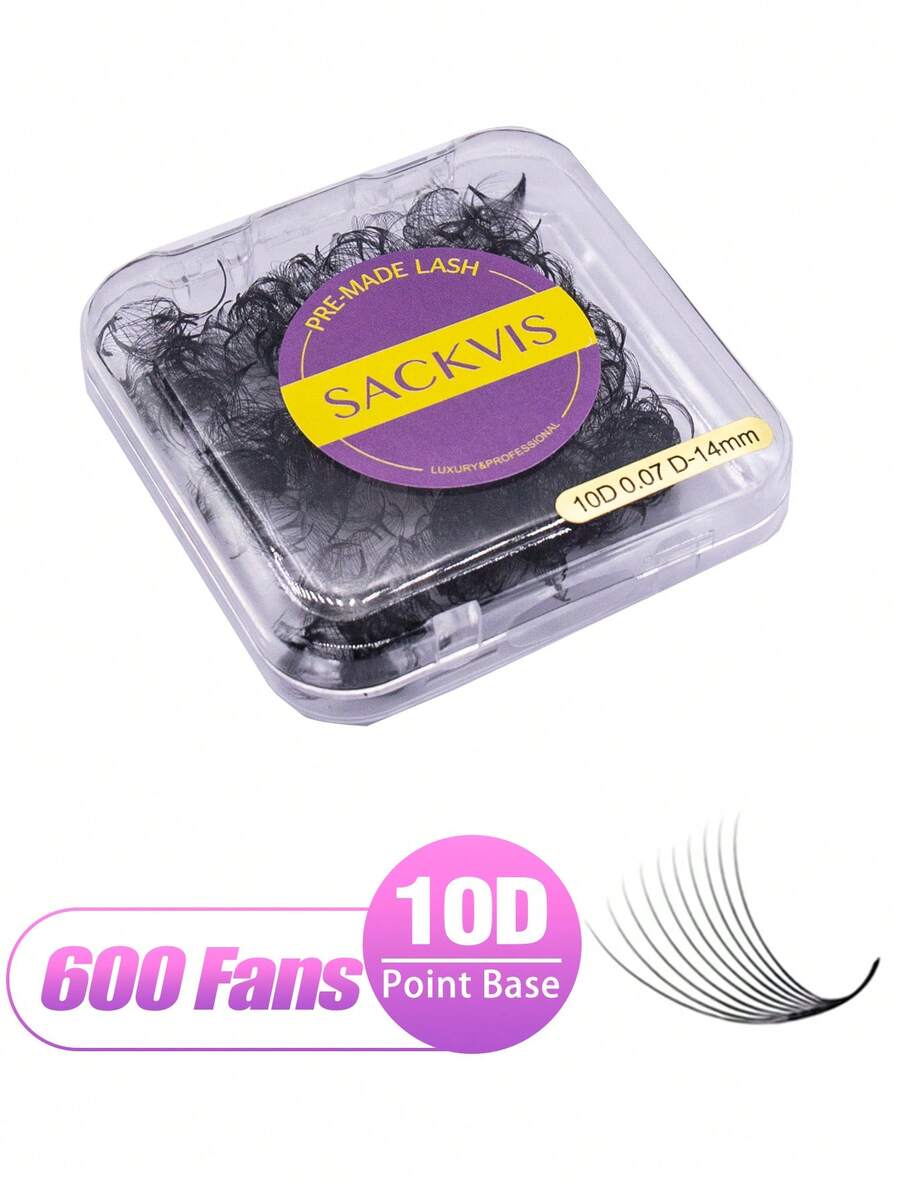 600 sợi mi giả dạng quạt rời, độ dày 0.07mm, đế nhọn, độ dày 10D, mi nối dạng chùm, mi giả từng sợi, mi giả dạng quạt sẵn không có nút thắt. - Xem 1