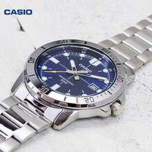 Casio 卡西欧经典男士潜水表，蓝色表盘，不锈钢表带，50米防水运动腕表 - 均碼 - 查看 11