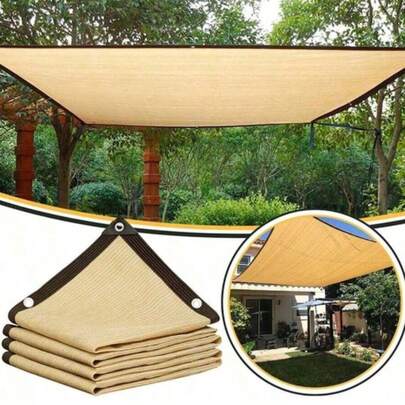 黄色遮阳网，密织带包边遮阳网，适用于家庭、庭院、阳台、汽车、植物。花园遮阳网，遮阳网，防晒罩，适用于花园、露台和门廊。