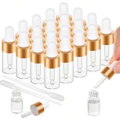 20 Pack Mini Dropper Bottle For Cuticle Oil, 3ml Small Sample Essential Oil Dropper Bottles For Travel, Clear Empty Vails For Cosmetic Perfume