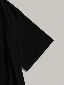 Camiseta ajustada de mujer de manga corta y cuello redondo con gráfico BROOKLYN, adecuada para el verano y para salir, informal - Negro - Ver 2