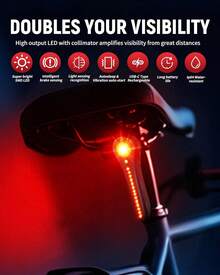 Bike Tail Light - With Brake/Light Sensor, USB-C Rechargeable, IP64 Waterproof, 6 Light Modes Taillight Night Riding, Bright Rear Bike Light Road Mountain, Cycling - 1 - View 8