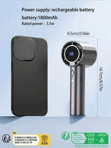 AIRPROSSING Handhållen minifläkt med 100 hastigheter, USB-uppladdningsbar bärbar turbo liten elektrisk skrivbordsfläkt, uppladdningsbar minifläkt för studenter, fickfläkt - Ny - Visa 7