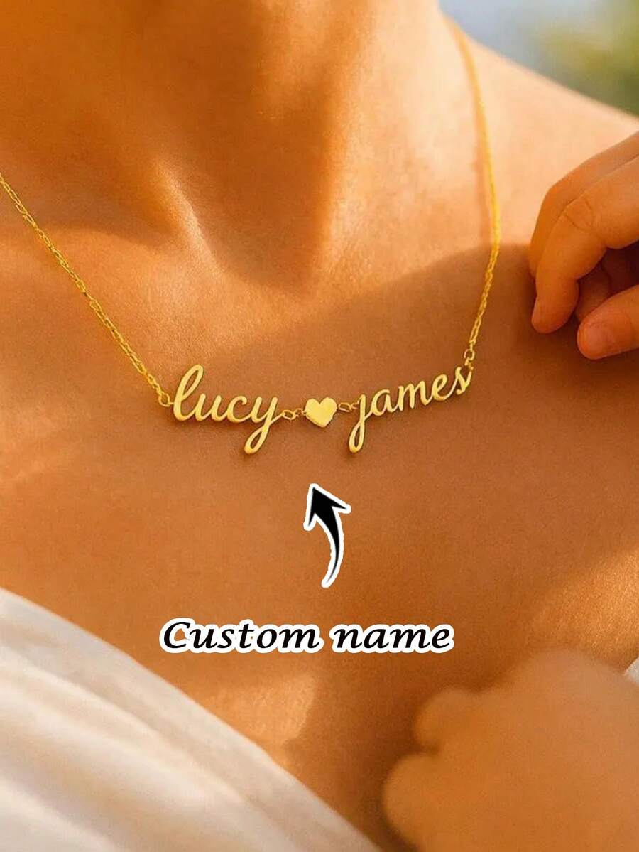 1 chiếc vòng cổ tình yêu đôi tên đơn giản và thời trang, làm bằng thép không gỉ, gồm vòng cổ vàng và bạc, quà tặng cho cặp song sinh, trang sức khắc tên theo yêu cầu, trang sức cá nhân hóa, vòng cổ nữ, trang sức đặt làm riêng, vòng cổ khắc tên, trang sức nữ, đồ tùy chỉnh, quà tặng Halloween, quà tặng Giáng sinh tùy chỉnh, quà tặng hoàn hảo, phù hợp để đeo hàng ngày.