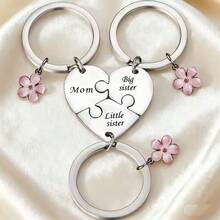 3件套女儿妈妈钥匙扣套装心形配套钥匙扣，适合姐妹、妈妈和家人使用 - 彩色 - 查看 3