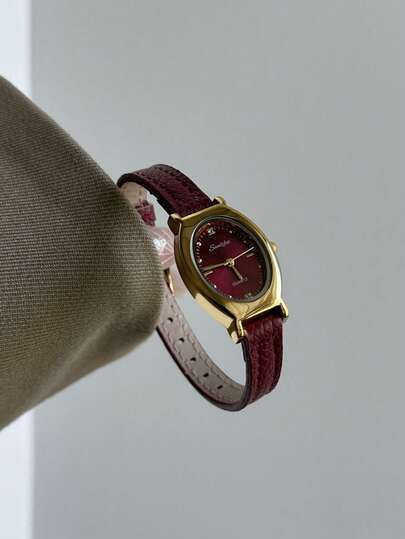 1件装女士椭圆形罗马数字休闲优雅石英表，适合日常佩戴