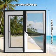 拉链式窗纱网，黑色包边，易于开合，透气防蚊虫，适用于家用窗户 - 黑網黑邊拉鍊 - 查看 3