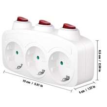 HITRENDS 1 ổ cắm điện tiêu chuẩn Đức với 3 ổ cắm điện AC, điều khiển công tắc độc lập, 16A 250V 3680W, màu trắng, thích hợp cho gia đình, du lịch, văn phòng để mở rộng nguồn điện. - Phích cắm loại EU E (220-240V) - Xem 4
