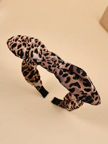 1 chiếc băng đô in họa tiết da báo, phụ kiện tóc đa năng phong cách đường phố, băng đô bản rộng thời trang có nơ. - Nhiều màu - Xem 3