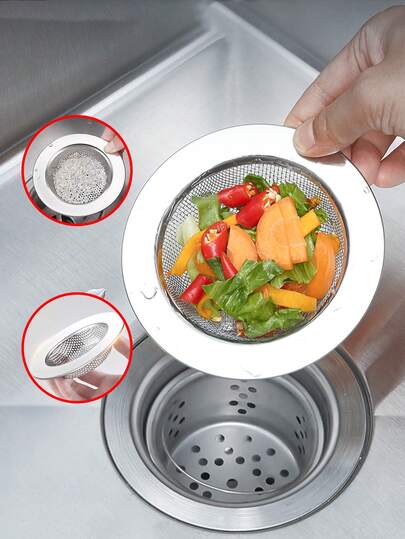 1/2/4件装厨房水槽滤网，不锈钢水槽排水过滤器，水槽排水拦截器，毛发堵塞清除器，食物残渣拦截器