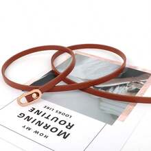 Women's Slim Waist Belt, Basic Minimalist Fashion Oval Buckle Waist Belt For Coat, Dress, Shirt, Jeans - Black - View 4