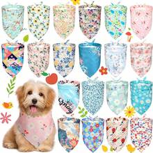 20 Pieces Spring Dog Bandanas Bulk Flower Daisy Sunflower Dog Bandanas For Pets Triangle Kerchief Scarf Bibs For Spring Pets Dogs Party Costume Accessories - Multicolor - View 1