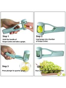Stainless Steel Manual Fruit Slicer - Square Handheld, Suitable For Grapes, Strawberries And Cherries, Quick Slicing Without Power, Modern Kitchen Tool - Multicolor - View 3