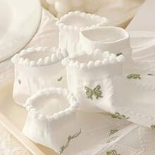 5双装女士薄款透气蕾丝边柔软舒适短袜，春夏款 - 彩色 - 查看 5