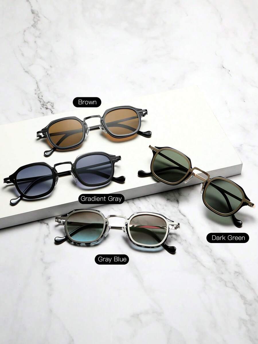1 Pair Unisex Square Retro Casual Chic Sunglasses - Multicolor - View 1