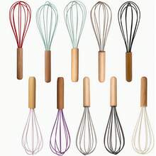 1 件家用木柄耐热硅胶厨具，家用硅胶厨具打蛋器 - 彩色 - 查看 4