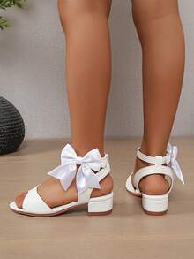 1 Pair Girls' Fashion High Heel Sandals, Suitable For Summer - White - View 6