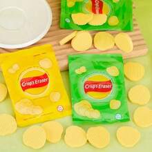 2 Packs Potato Chip Shaped Erasers, Inspired By Potato Chips Design, To Repair Pencil Marks, 4 Erasers Per Pack (Total 8 Erasers) - Sets - View 1