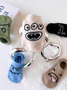 5 Pairs Random Cartoon Funny Boat Socks, Women's Thin Casual Ankle Socks, Cute Short Socks, Summer, Japanese Style, - Multicolor - View 2