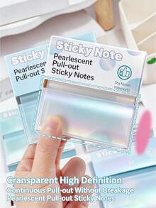 1 Pack 50 Sheets Transparent Glitter Self-Adhesive Sticky Notes, Memo Pad, Essential For Office & School - one-size - View 7