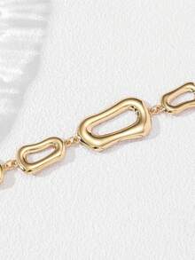 1pc Bohemian Beach Vacation Style Matte Gold Asymmetric Chunky Necklace, Creative Exaggerated Fashion Street Style, Suitable For Women's Daily Wear - Multicolor - View 4