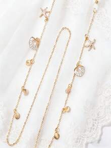 1 条金属防滑链，时尚眼镜带，防滑口罩带配件，珍珠扇贝眼镜链 - 彩色 - 查看 4