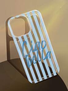 1 pieza Funda de teléfono suave con cojín de aire transparente, diseño minimalista artístico de rayas y eslogan de colores, antideslizante, adecuada para iPhone 11/12/13/14/15/16/17 Pro Max - Multicolor - Ver 1