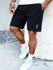 Quần short thể thao nam thường ngày, thiết kế tối giản thời trang, thoáng khí, nhẹ và nhanh khô, kiểu quần Bermuda lý tưởng cho các hoạt động thể thao ngoài trời và giải trí. - màu đen - Xem 5