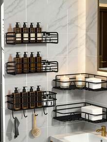 No Drill Bathroom Shelf, Triangular Wall Mounted Rack, Multi-Layer Kitchen Storage Organizer - Multicolor - View 4