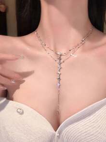 2026 独特设计多层项链，月亮星星吊坠身体链项链，优雅女士颈链，夏季 - 彩色 - 查看 3
