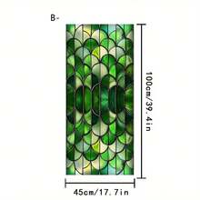 1/4 Stücke grüner geometrischer Muster Buntglas Fensterfolie, Fächermuster Sichtschutzfolie statisch haftend ohne Klebstoff für Badezimmer Wohnzimmer Schlafzimmer Heim Dekoration - Grüner geometrischer Mattfilm - Übersicht 13