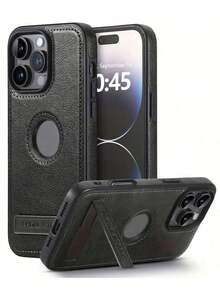 1pc Premium Leather Texture Shockproof Phone Case Compatible With IPhone 12 13 14 15 16 17 Pro Max Plus, Galaxy S24 S23 S22 Ultra Plus - 黑色 - 查看 12