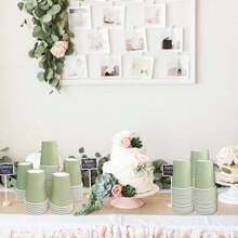 90/50/20/10个装纸杯，派对纸杯，鼠尾草绿纸杯，冷饮杯和咖啡杯，派对饮具，适合生日派对、婚礼、母亲节等场合 - 薄荷綠 - 查看 5