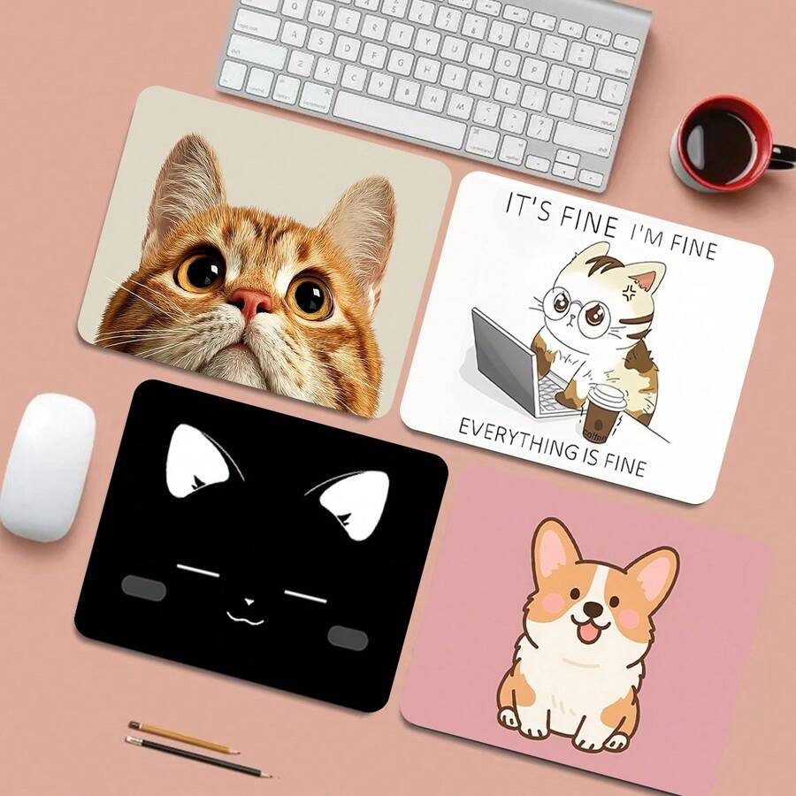 1pc Interesting & Cute Mouse Pad, Square Office Desk Mouse Pad With Non-Slip Rubber Base, Mini Portable Travel Mouse Pad, Suitable For Laptop, Office, Home, Study And Gaming, 21x26x0.2cm - View 1