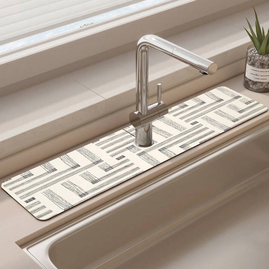 1pc, Sink Faucet Suction Pad, Drainage Pad, Kitchen, Bathroom Sink, Countertop, Drainage Pad, Diatomite Washbasin, And Cuttable Quick-Drying Pad.