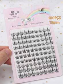 100 Clusters/10 Rows Sunflower Shaped False Eyelashes, Cartoon Style, Reusable, Enlarging Eyes, Segmented Design For Easy Application, Suitable For Daily, Commute, Party And Date Occasions - C - 查看 5