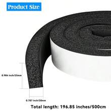 1卷自粘泡沫隔热胶带 - 门窗密封条、隔音、空调密封，25毫米宽 x 20毫米厚 x 196.85英寸长，黑色 - 25mmX20mmX5m 1卷 - 查看 12