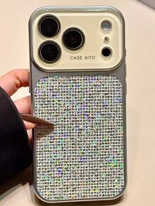 奢华闪亮亮片大窗口镜头手机壳，兼容 17 Pro Max、17 Pro、17、16 Pro Max、16 Pro、16、16、15 Pro Max、15 Pro Max、15 Pro、15、14 Pro Max、14 Pro、13，时尚防震后盖 - 銀色 - 查看 2