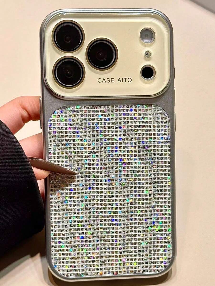 奢华闪亮亮片大窗口镜头手机壳，兼容 17 Pro Max、17 Pro、17、16 Pro Max、16 Pro、16、16、15 Pro Max、15 Pro Max、15 Pro、15、14 Pro Max、14 Pro、13，时尚防震后盖