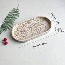 1pc Oval Shell Decorative Tray, 13.78 Inches Long X 7.09 Inches Wide X 1.18 Inches High, Desktop Decor & Small Jewelry Storage Organizer - 1PC - View 9